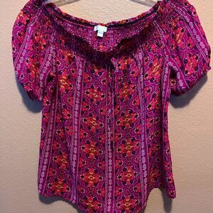 Charming Charlie red patterned top